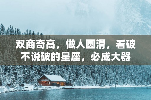 双商奇高，做人圆滑，看破不说破的星座，必成大器
