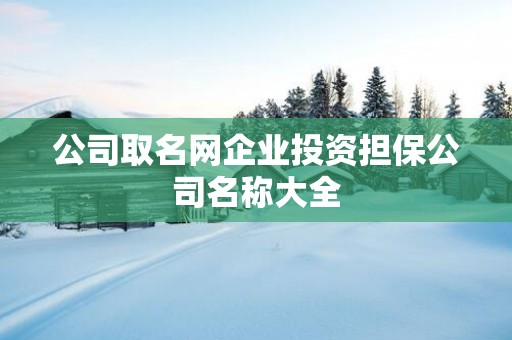 公司取名网企业投资担保公司名称大全