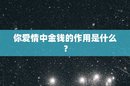 你爱情中金钱的作用是什么？