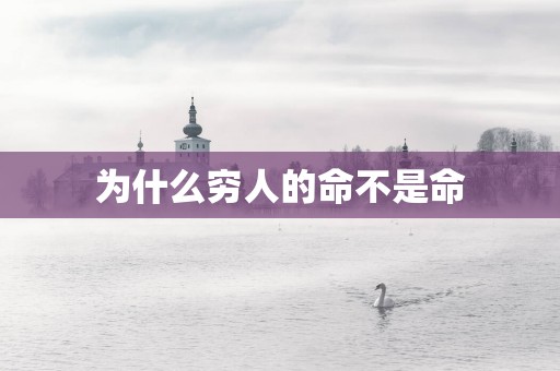 为什么穷人的命不是命