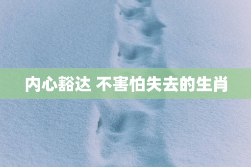 内心豁达 不害怕失去的生肖