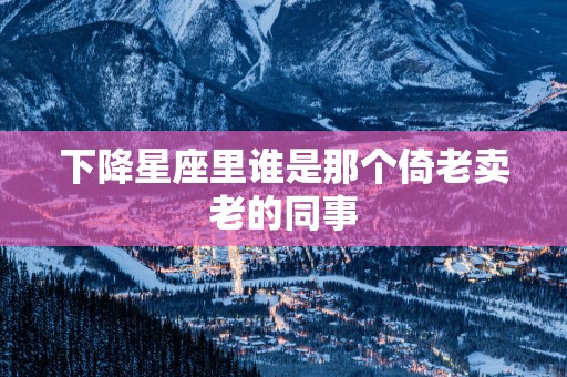 下降星座里谁是那个倚老卖老的同事