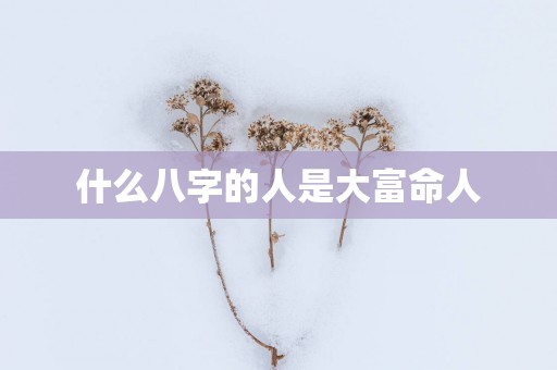 什么八字的人是大富命人