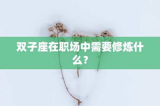 双子座在职场中需要修炼什么？