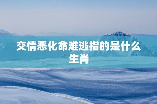 交情恶化命难逃指的是什么生肖