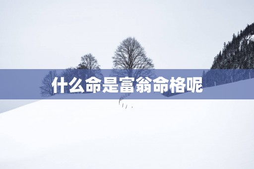 什么命是富翁命格呢