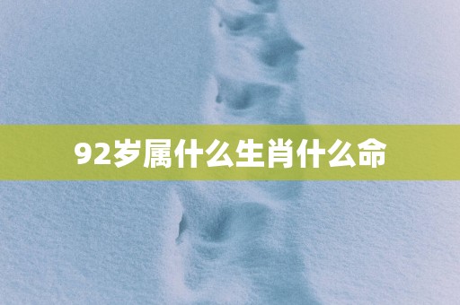 92岁属什么生肖什么命