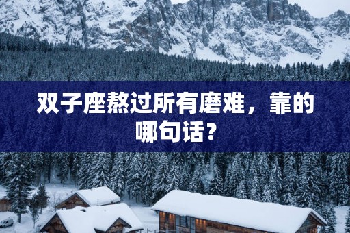 双子座熬过所有磨难，靠的哪句话？