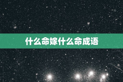 什么命嫁什么命成语