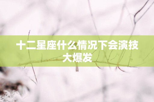 十二星座什么情况下会演技大爆发