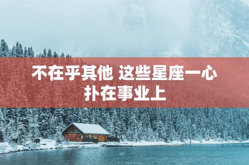 不在乎其他 这些星座一心扑在事业上