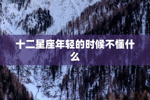 十二星座年轻的时候不懂什么