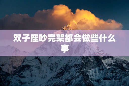 双子座吵完架都会做些什么事