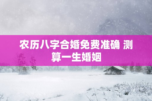 农历八字合婚免费准确 测算一生婚姻