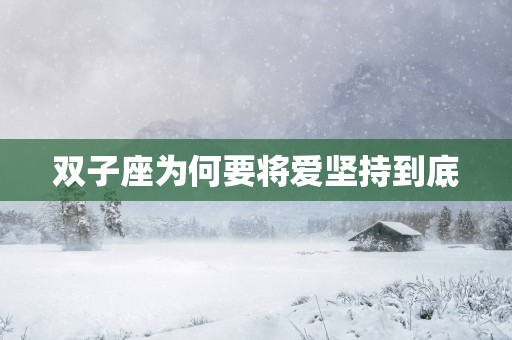 双子座为何要将爱坚持到底