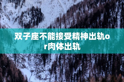 双子座不能接受精神出轨or肉体出轨