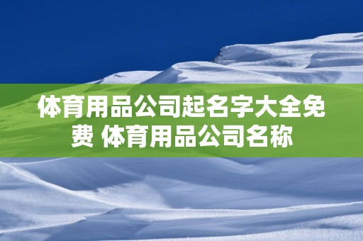 体育用品公司起名字大全免费 体育用品公司名称
