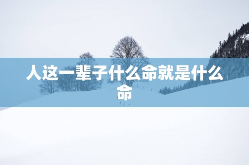 人这一辈子什么命就是什么命