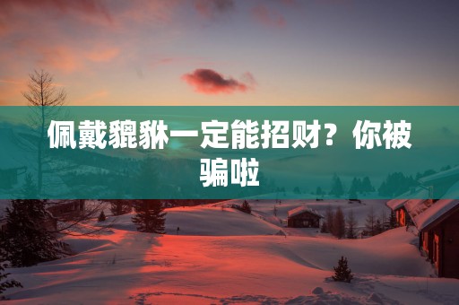 佩戴貔貅一定能招财？你被骗啦