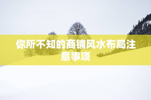 你所不知的商铺风水布局注意事项