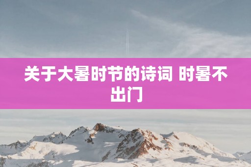 关于大暑时节的诗词 时暑不出门
