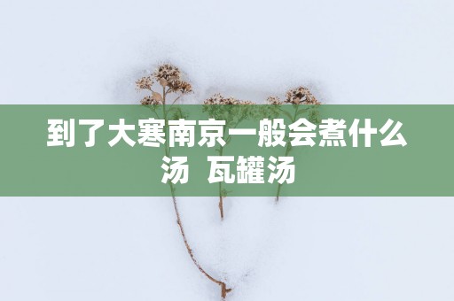 到了大寒南京一般会煮什么汤  瓦罐汤