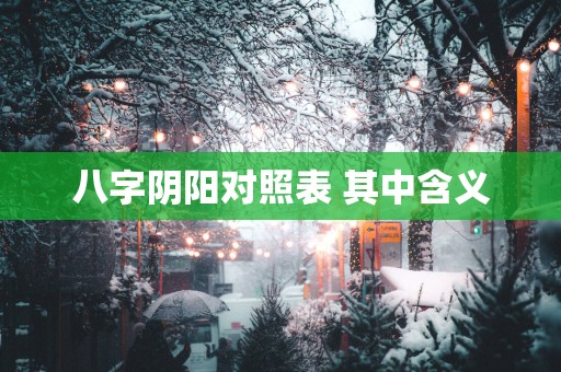 八字阴阳对照表 其中含义
