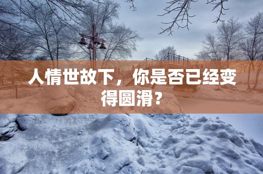 人情世故下，你是否已经变得圆滑？