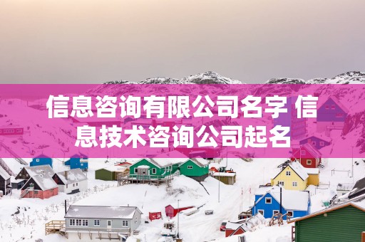 信息咨询有限公司名字 信息技术咨询公司起名