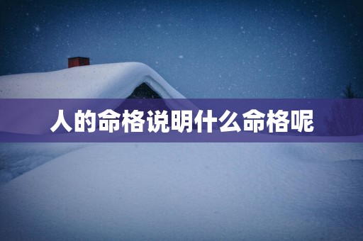 人的命格说明什么命格呢