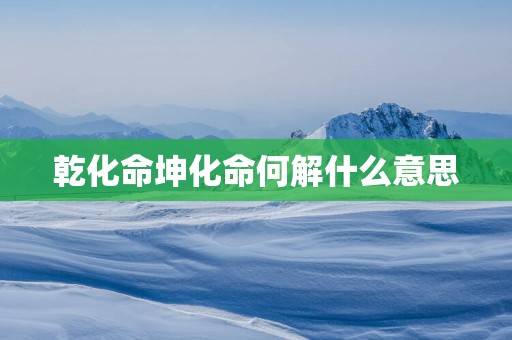 乾化命坤化命何解什么意思