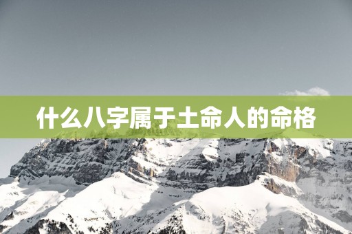 什么八字属于土命人的命格