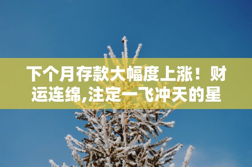 下个月存款大幅度上涨！财运连绵,注定一飞冲天的星座上榜！