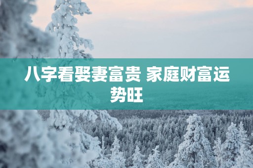 八字看娶妻富贵 家庭财富运势旺