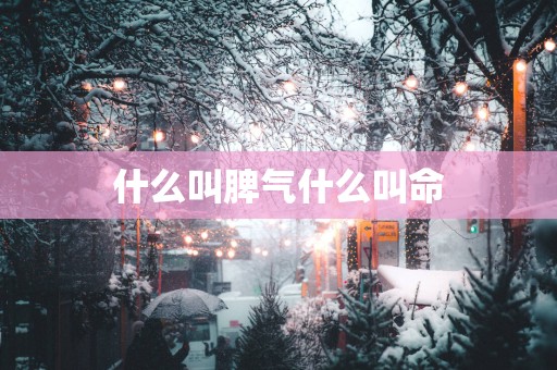 什么叫脾气什么叫命
