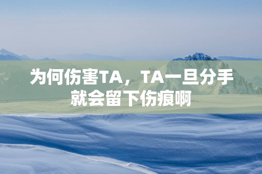 为何伤害TA，TA一旦分手就会留下伤痕啊