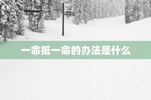 一命抵一命的办法是什么