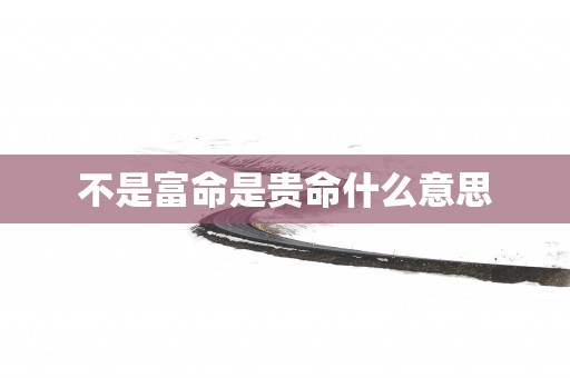 不是富命是贵命什么意思