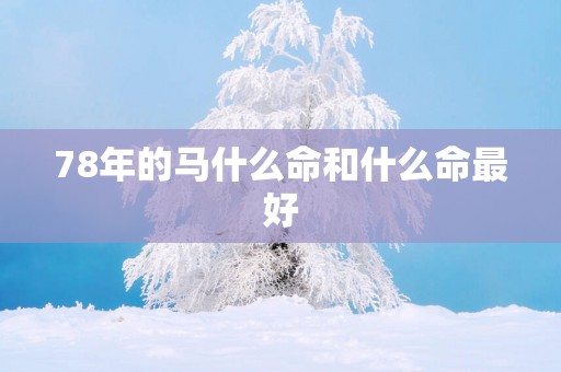 78年的马什么命和什么命最好