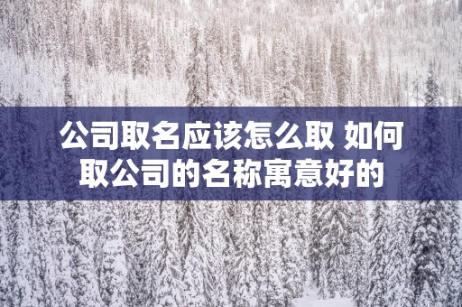 公司取名应该怎么取 如何取公司的名称寓意好的