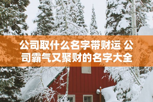 公司取什么名字带财运 公司霸气又聚财的名字大全