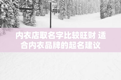 内衣店取名字比较旺财 适合内衣品牌的起名建议