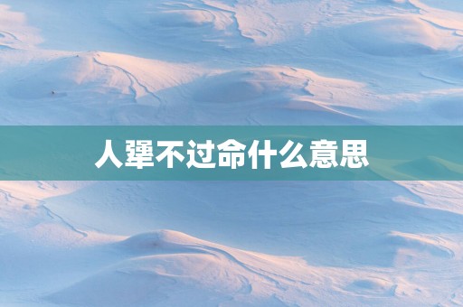人犟不过命什么意思