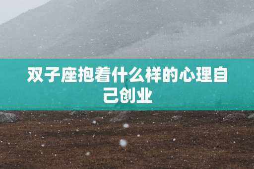 双子座抱着什么样的心理自己创业