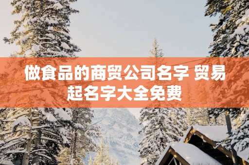做食品的商贸公司名字 贸易起名字大全免费
