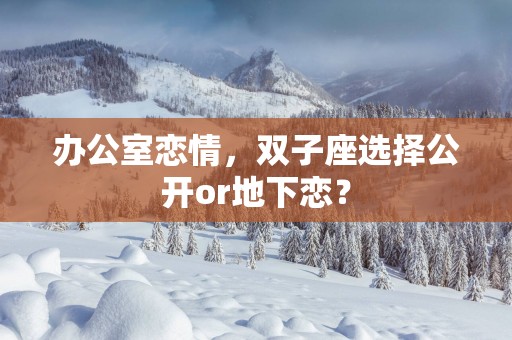 办公室恋情，双子座选择公开or地下恋？