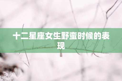 十二星座女生野蛮时候的表现