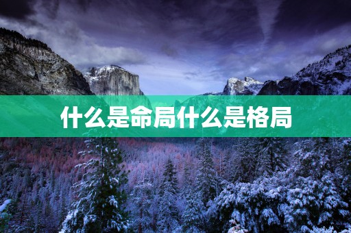 什么是命局什么是格局