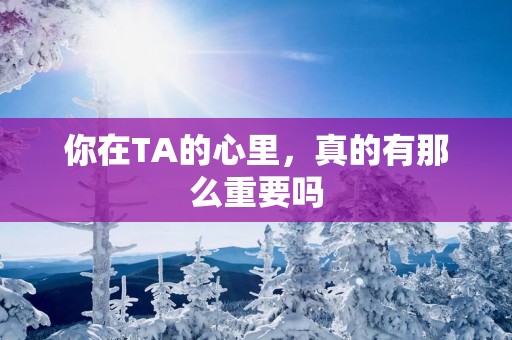 你在TA的心里，真的有那么重要吗