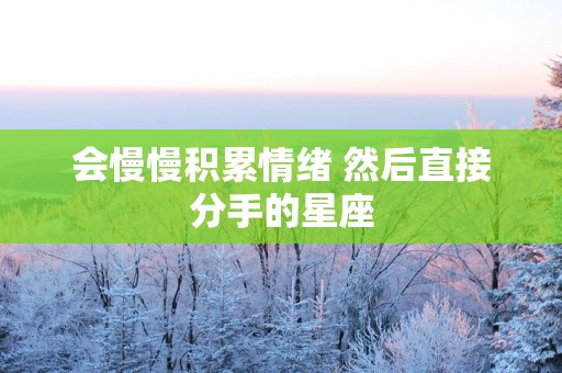 会慢慢积累情绪 然后直接分手的星座